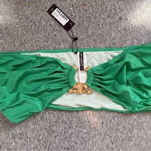 PrettyLittleThing Emerald Bikini Top with Gold Detail